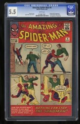 Cover Scan: Amazing Spider-Man #4 CGC FN- 5.5 White Pages 1st App. Sandman! - Item ID #454336